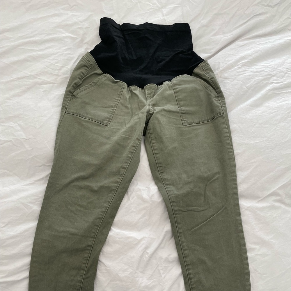 Yo Mama Maternity 1822 Denim Release Hem Pocket Pant